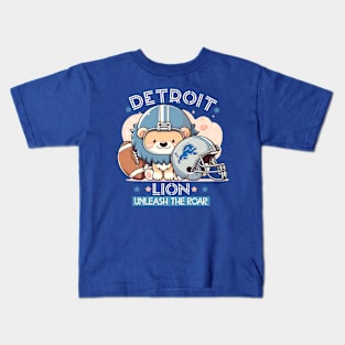 detroit lion unleash the roar Kids T-Shirt